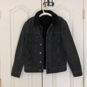 Sherpa lined black jean jacket